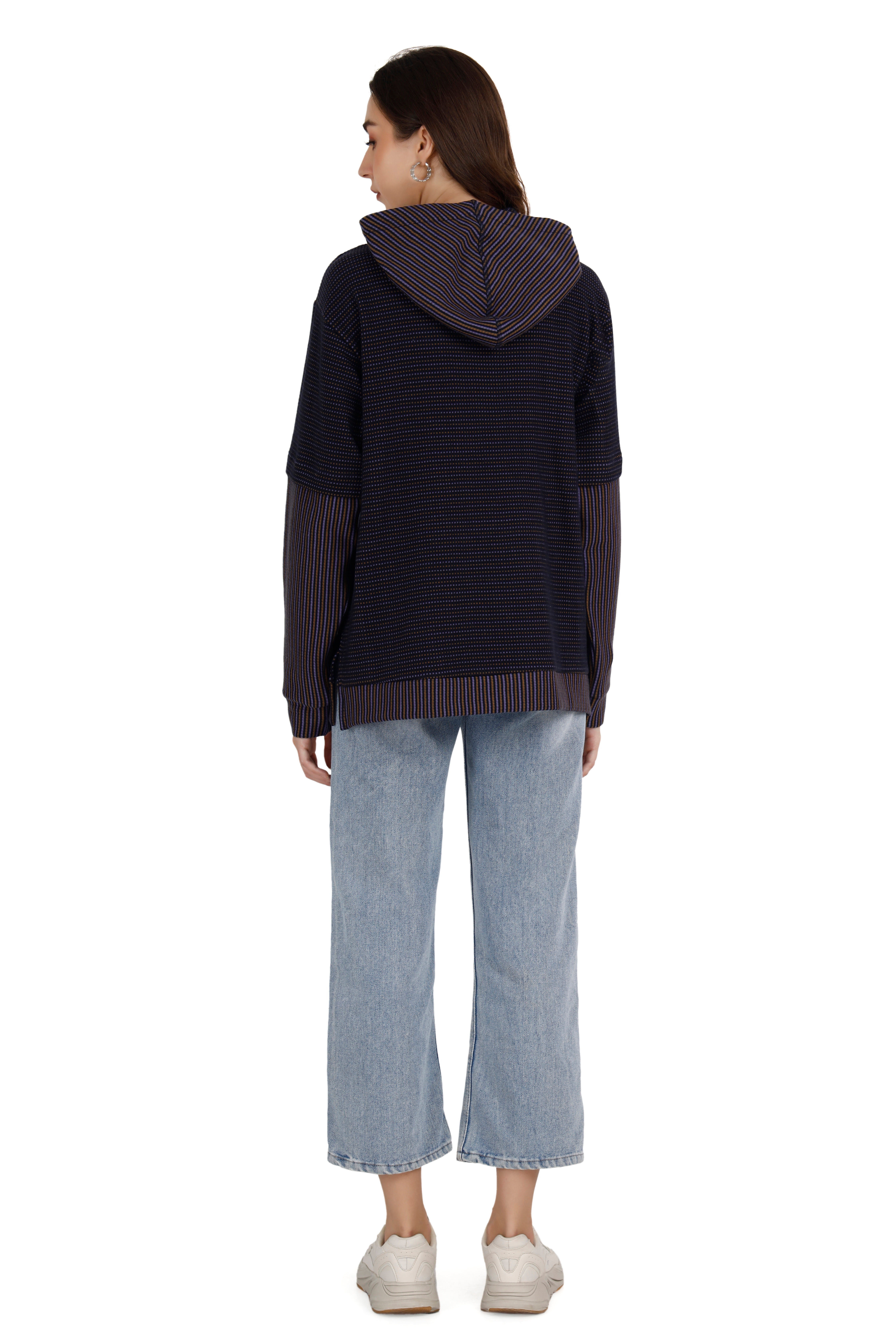 Women's Multicolored Stripe Hoodie thumbnail 5